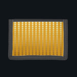 Satin dots - gold and mustard tri-fold wallet<br><div class="desc">Large scale rows of dots with a satiny gradient shaded from pale to deep gold on a deep mustard yellow background</div>