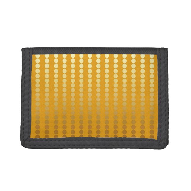 Satin dots - gold and mustard tri-fold wallet (Front)