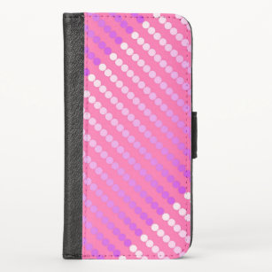 Satin dots - pink and orchid iPhone XS wallet case