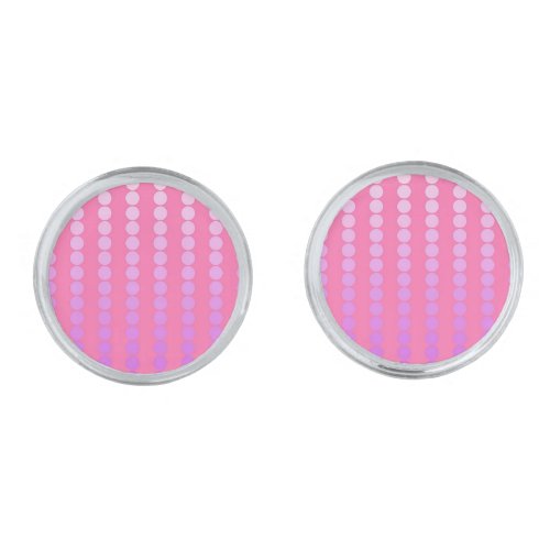 Satin dots _ pink and orchid silver cufflinks