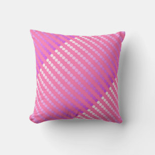 Satin dots - pink and orchid throw pillow