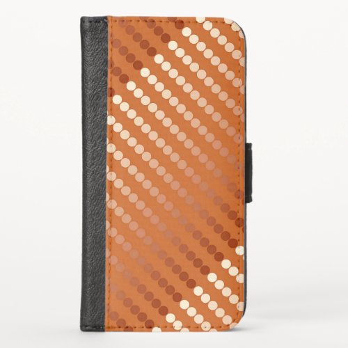 Satin dots _ rust and copper iPhone XS wallet case
