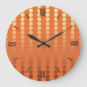 Satin dots - rust and gold large clock