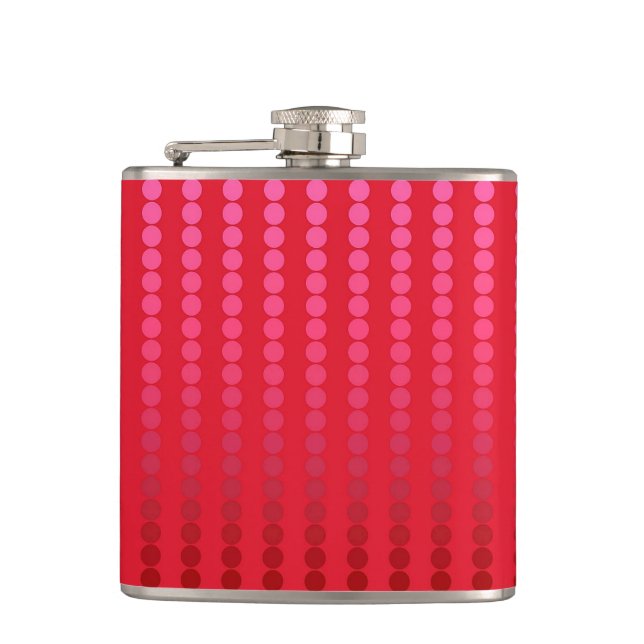 Satin dots - shades of deep red hip flask (Front)
