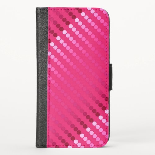 Satin dots _ shades of fuchsia pink iPhone XS wallet case