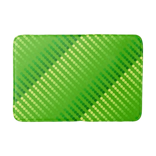Satin dots - shades of lime green bathroom mat (Front)