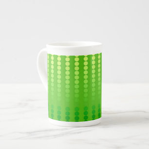 Satin dots - shades of lime green bone china mug