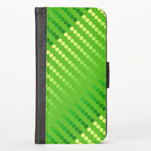 Satin dots _ shades of lime green iPhone XS wallet case