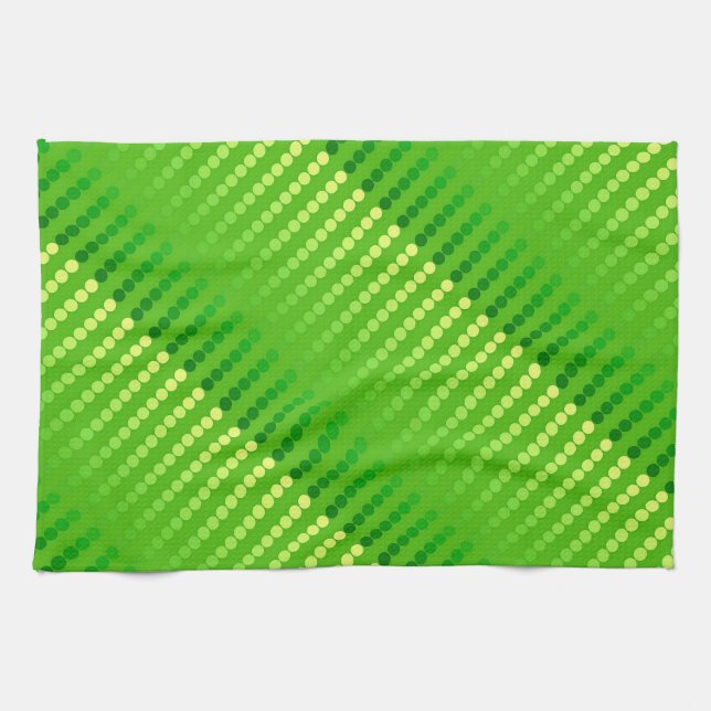Satin dots - shades of lime green kitchen towel (Horizontal)