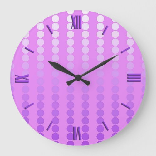 Satin dots _ shades of orchid large clock