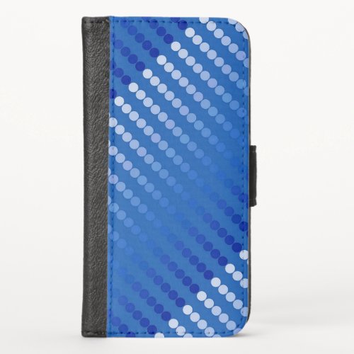 Satin dots _ shades of steel blue iPhone XS wallet case