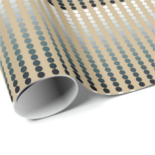 Satin dots - taupe and pewter gray wrapping paper