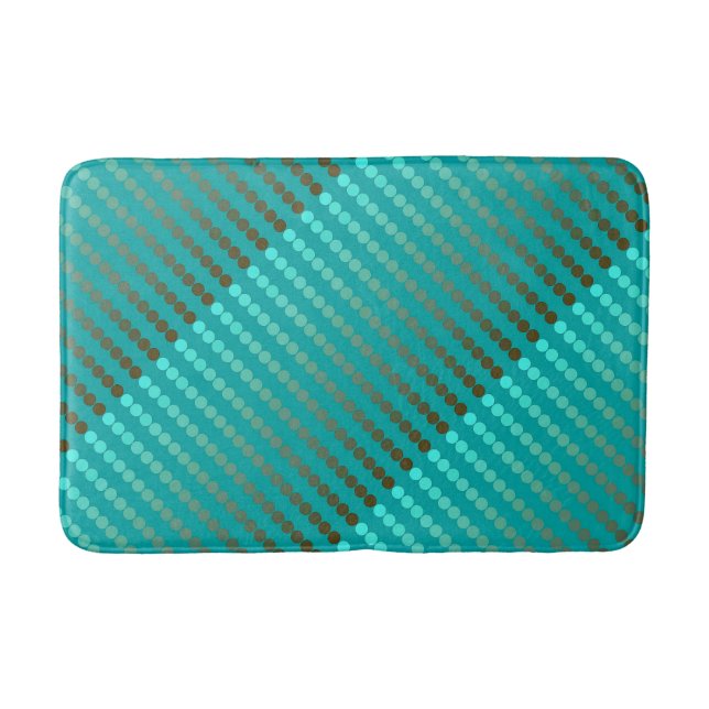 Satin dots - turquoise and pewter gray bathroom mat (Front)