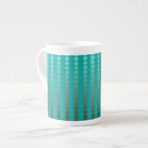 Satin dots - turquoise and pewter gray bone china mug