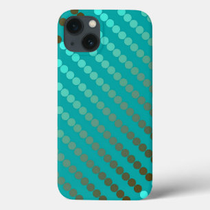 Satin dots - turquoise and pewter gray iPhone 13 case