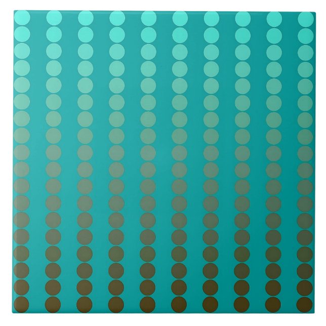 Satin dots - turquoise and pewter gray ceramic tile (Front)