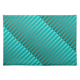 Satin dots - turquoise and pewter gray cloth placemat
