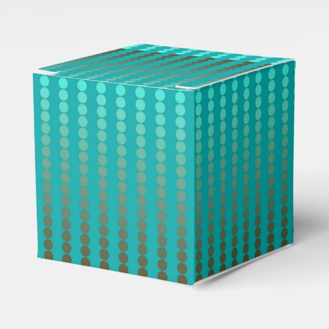 Satin dots - turquoise and pewter gray favor boxes (Front Side)
