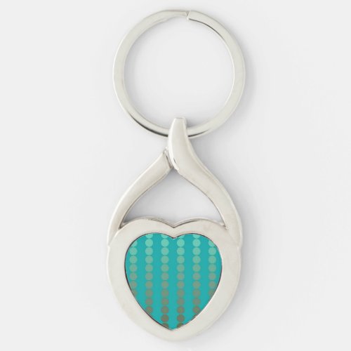 Satin dots _ turquoise and pewter gray keychain