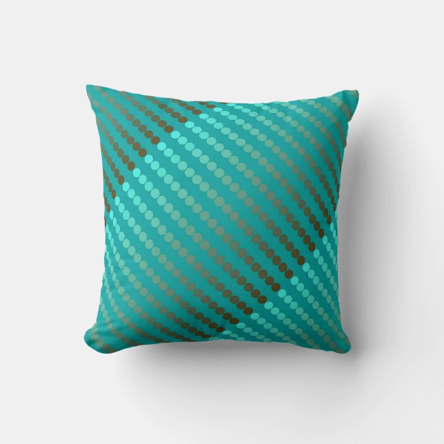 Satin dots - turquoise and pewter gray throw pillow (Front)