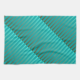 Satin dots - turquoise and pewter gray towel
