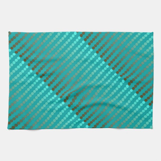 Satin dots - turquoise and pewter gray towel (Horizontal)