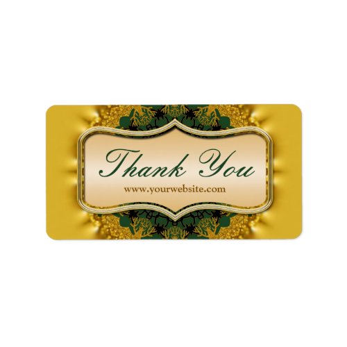 Satin Gold and Deep Green Thank You Sticker Labels