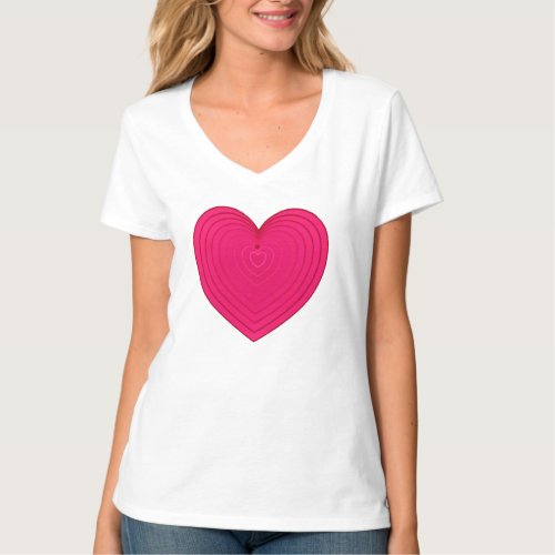  Satin Gradient Heart in Fuchsia Pink  Magenta T_Shirt