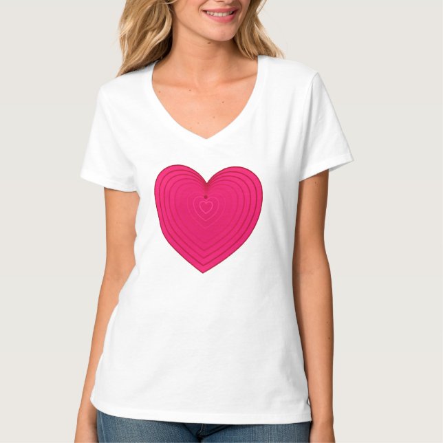  Satin Gradient Heart in Fuchsia Pink / Magenta T-Shirt (Front)