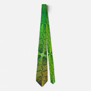 Satin green pattern w monogram  neck tie