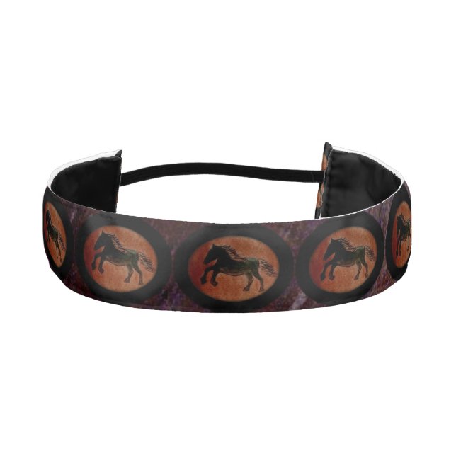 Satin Headband- Horse Faux Leather  Headbands (Front)