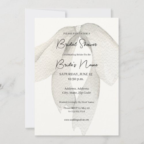 Satin Ivory Ribbon Bow Bridal Shower Invitation