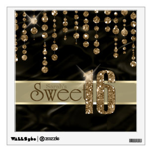 Satin Jewel Sweet Sixteen Black Gold ID260 Wall Decal