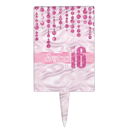 Satin Jewel Sweet Sixteen Pink ID260 Cake Topper