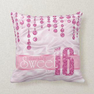 Satin Jewel Sweet Sixteen Pink ID260 Throw Pillow