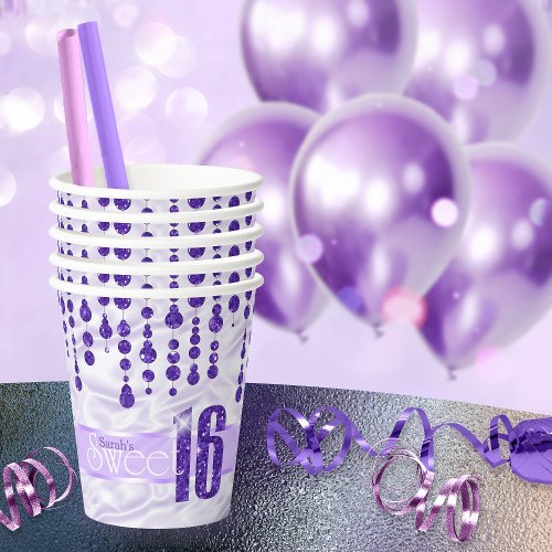 Satin Jewel Sweet Sixteen Purple ID260 Paper Cups