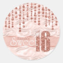 Satin Jewel Sweet Sixteen Rose Gold ID260 Classic Round Sticker