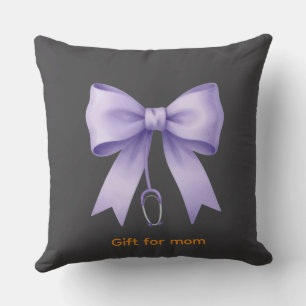 Satin Lavender Stethoscope Bow Throw Pillow