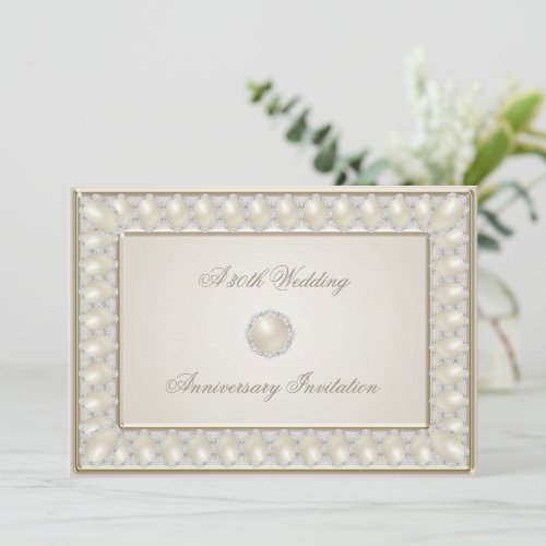 Satin Pearl 30th Wedding Anniversary 5x7 Invite