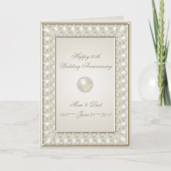 Satin Pearl 30th Wedding Anniversary Greeting Card by CreativeCardDesign at Zazzle