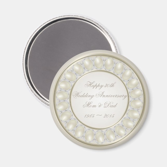 Satin Pearl 30th Wedding Anniversary Magnet (Front/Back)