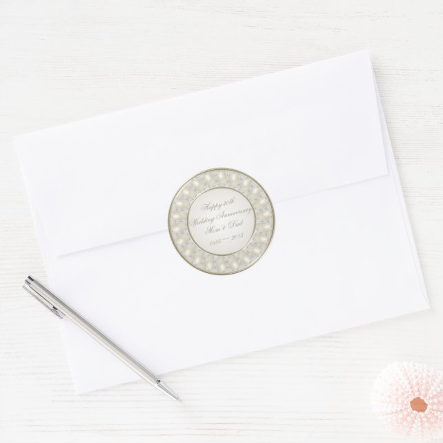 Satin Pearl 30th Wedding Anniversary Stickers (Envelope)