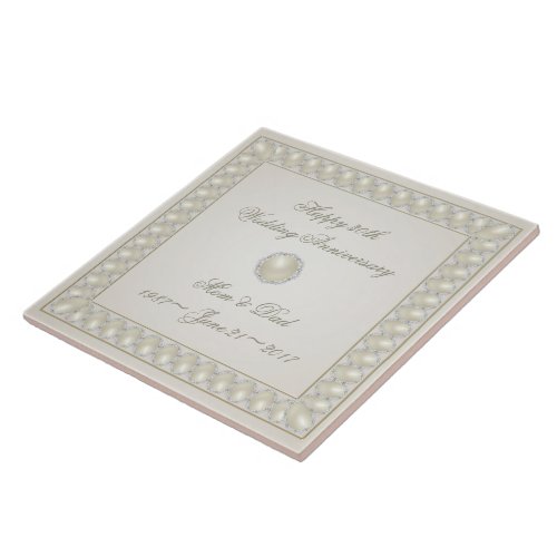 Satin Pearl 30th Wedding Anniversary Tile