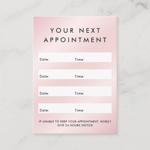 Satin pink custom logo vertical appointment card | Zazzle