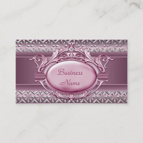 Satin Pink Silver Trim Elegant Business Card 2