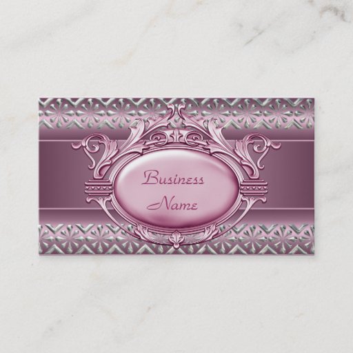 Customizable Satin Pink Silver Trim Elegant Business Card 2