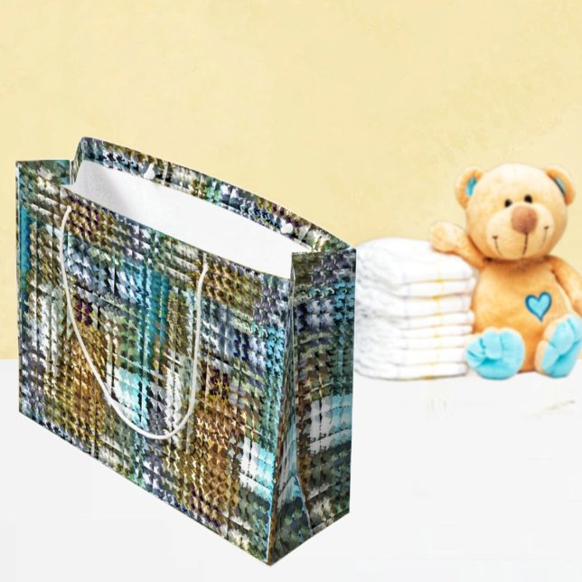 Satin Quilt Binder Large Gift Bag (The gleaming, pastel colors, in this gift bag, makes it ideal for baby shower gifts!)