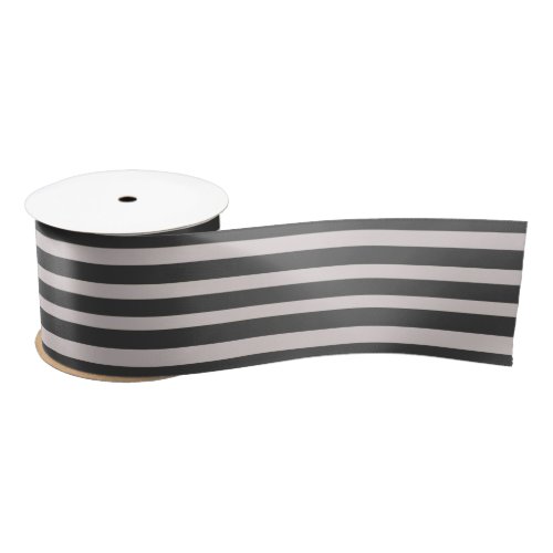 Satin Ribbon 3 inch Wide Chic Grey  White Stripes