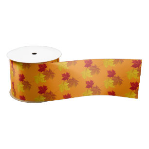 Satin Ribbon-Autumn Leaves Ribbon