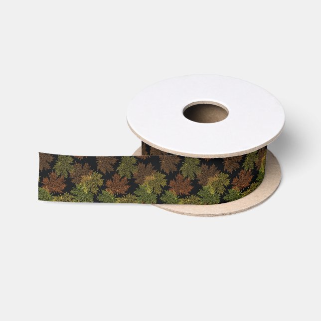 Satin Ribbon-Autumn Leaves Satin Ribbon (Spool)